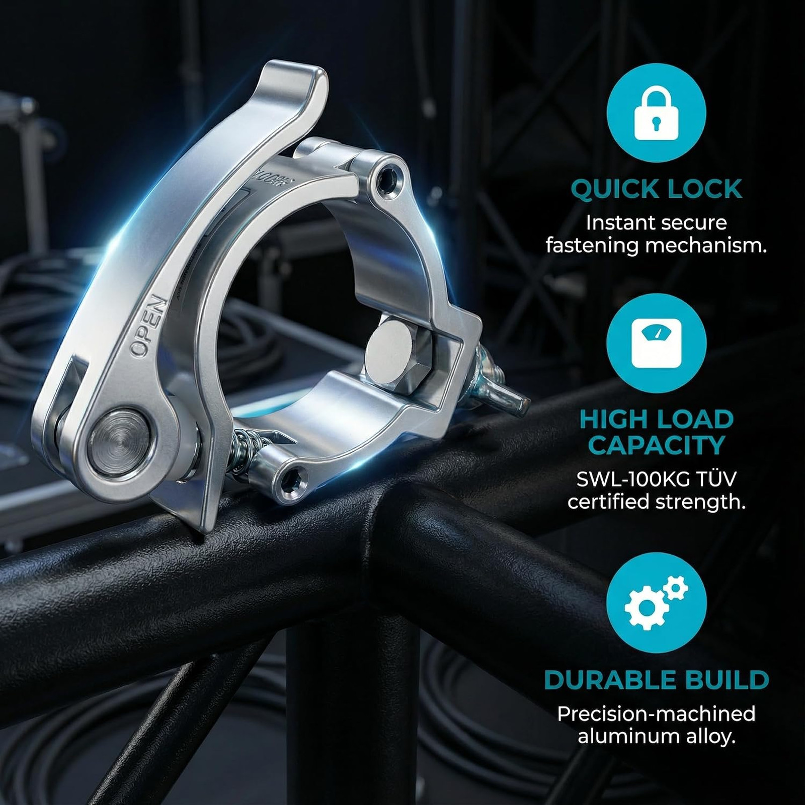 Stage Light Clamp 2 Inch Pipe Heavy Duty Aluminum DJ Truss Mount 22-220lbs