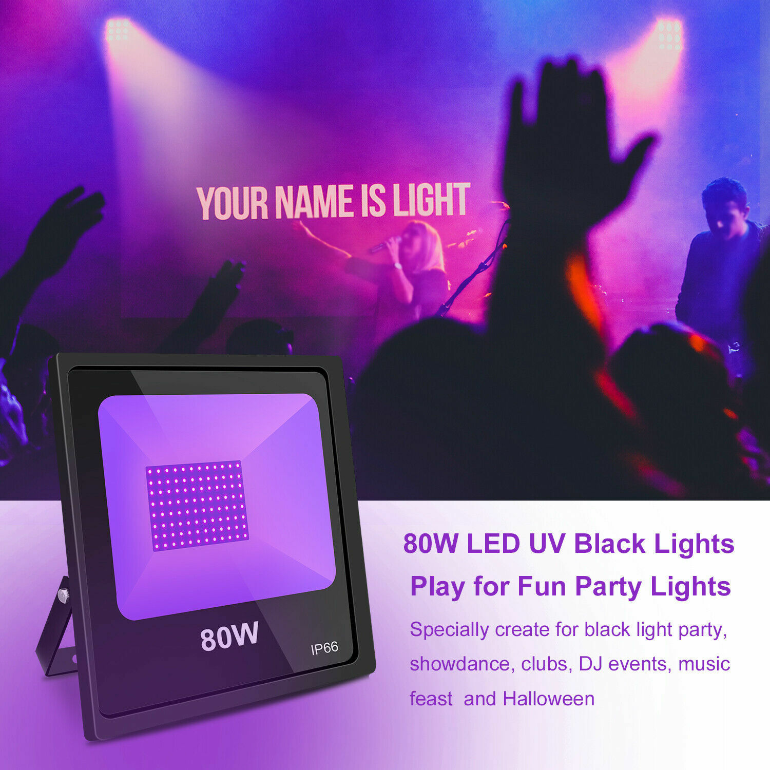 LED UV Black Light 80W 100W 150W Outdoor Stage Party DJ Club Floodlight IP66 US