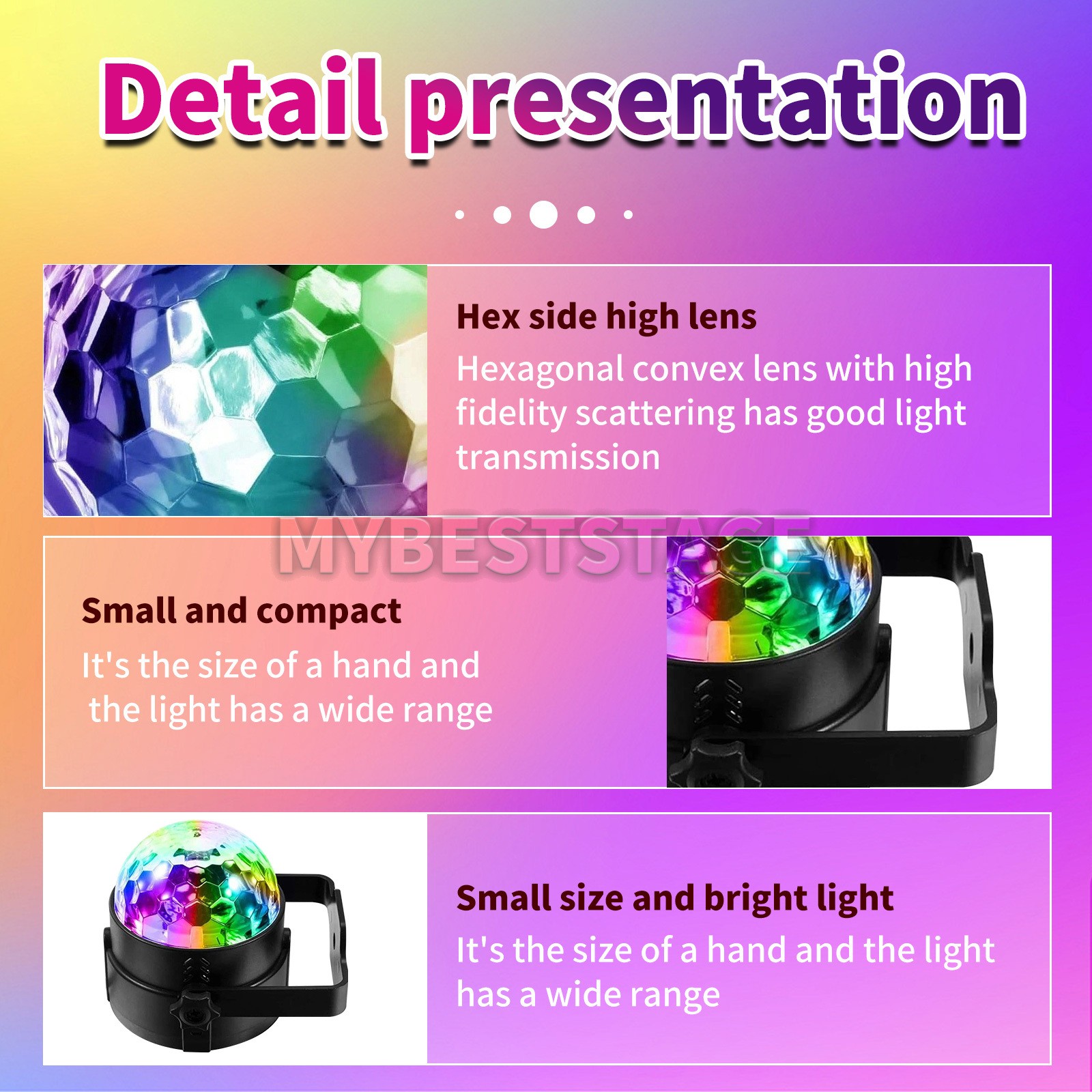 Party Magic Disco Ball Light LED Club RGB Rotating DJ Stage Lighting with Remote