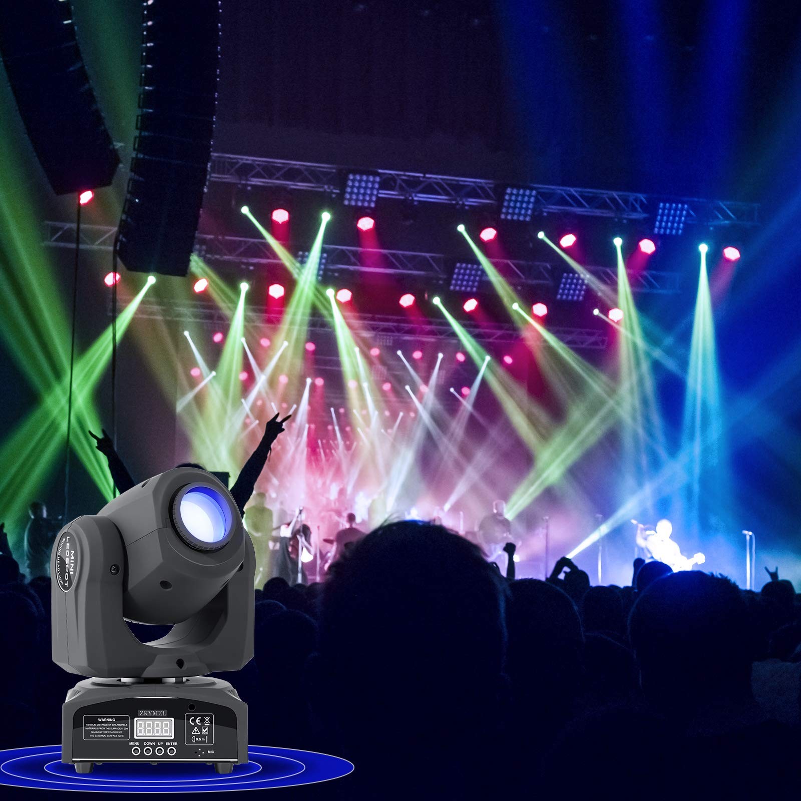 25W LED Moving Head DJ Lights – 8 Gobos, 8 Colors, 9/11 Channels, DMX 512, So…