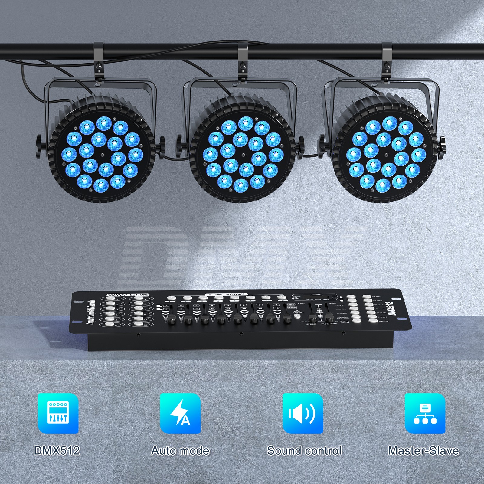 270W 18LED Disco DJ Lighting Show Party PAR Light RGBW UV Stage Light Strobe DMX