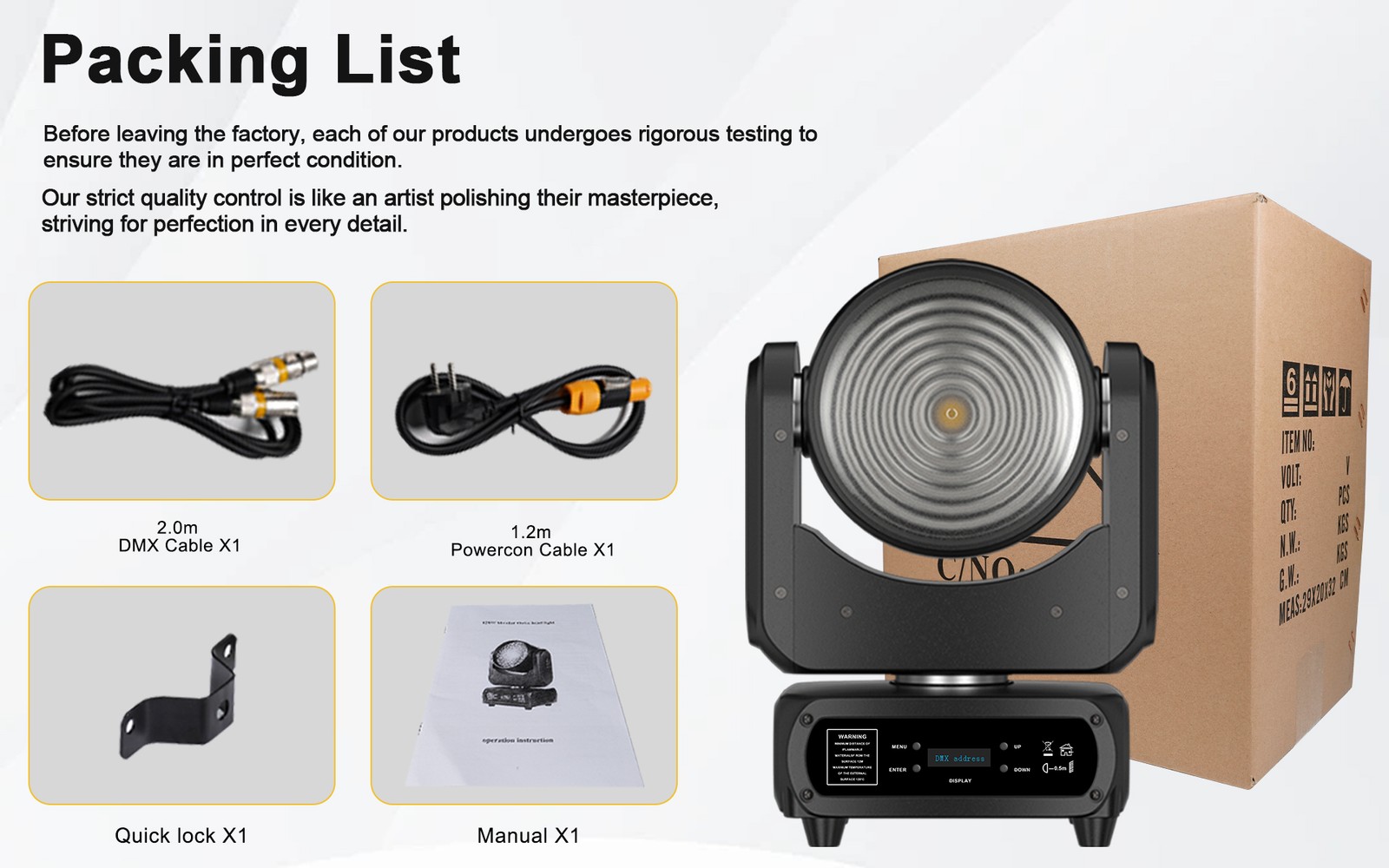 SHEHDS LED 120W Cool+Warm White Wash Spotlight DMX512 Moving Head Stage Lighting