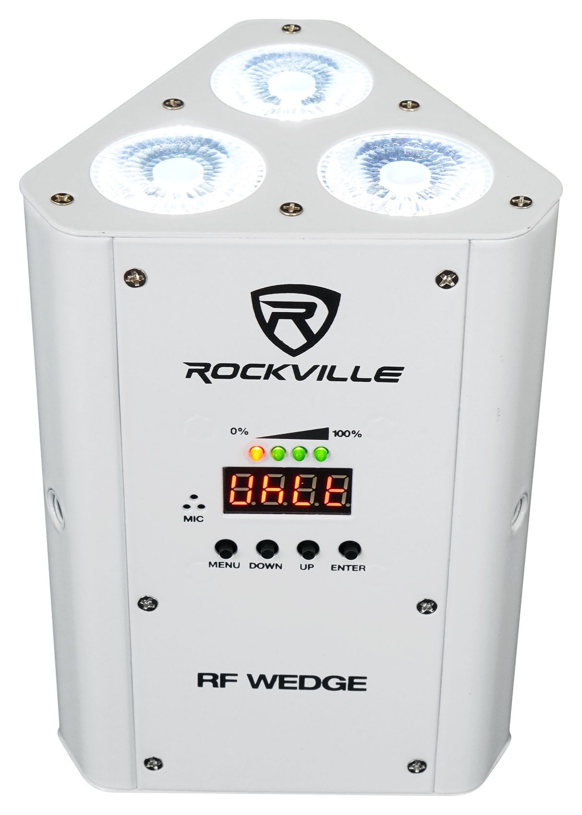 (8) Rockville RF WEDGE WHITE RGBWA+UV Wireless DMX Up Lights+384 Ch. Controller