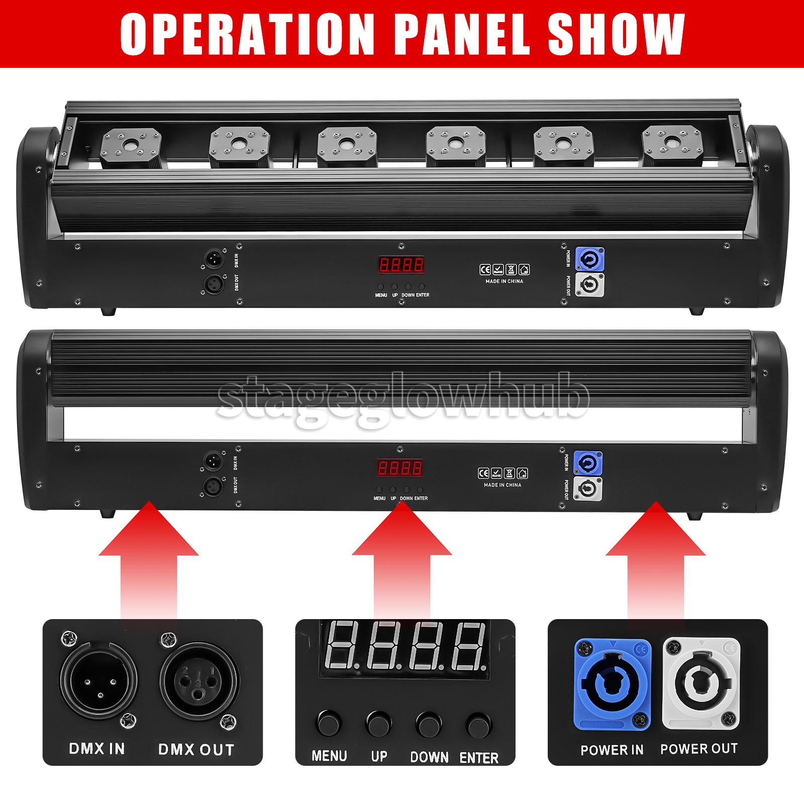 PAIDUN 6 Eyes Moving Head Red Laser Light Bar DMX Music Control Disco DJ Concert