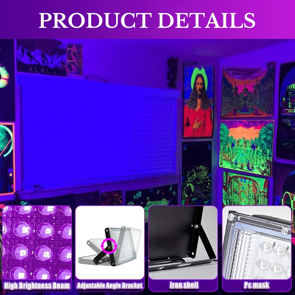 100W UV Black Light Bar LED Floodlight Stage Blacklight Party DJ Club Christmas