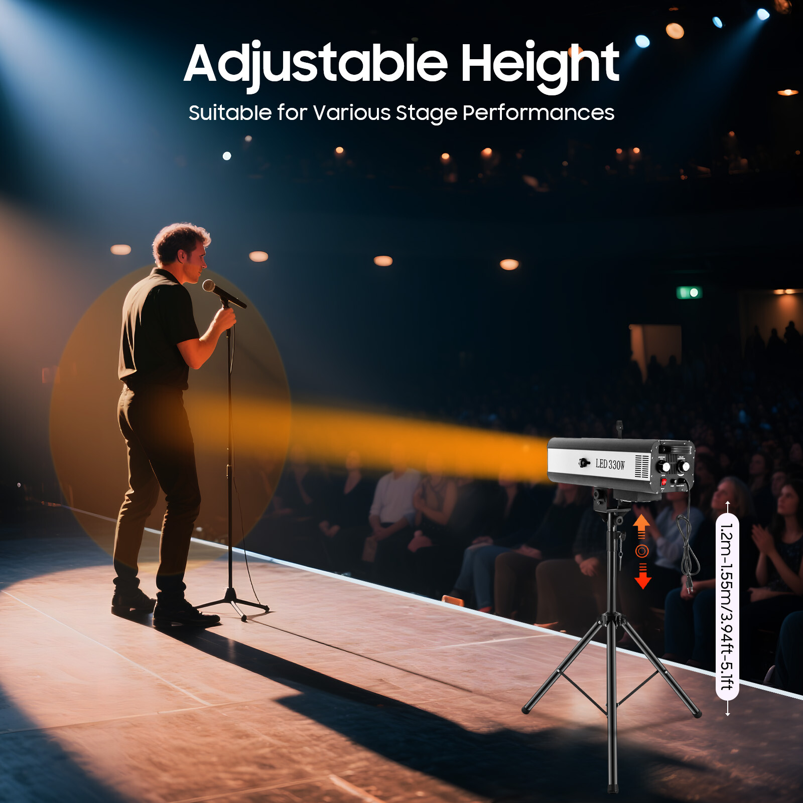 330W RGBW Stage Spotlight LED Follow Spot Light Beam DMX DJ Disco Light w/Tripod