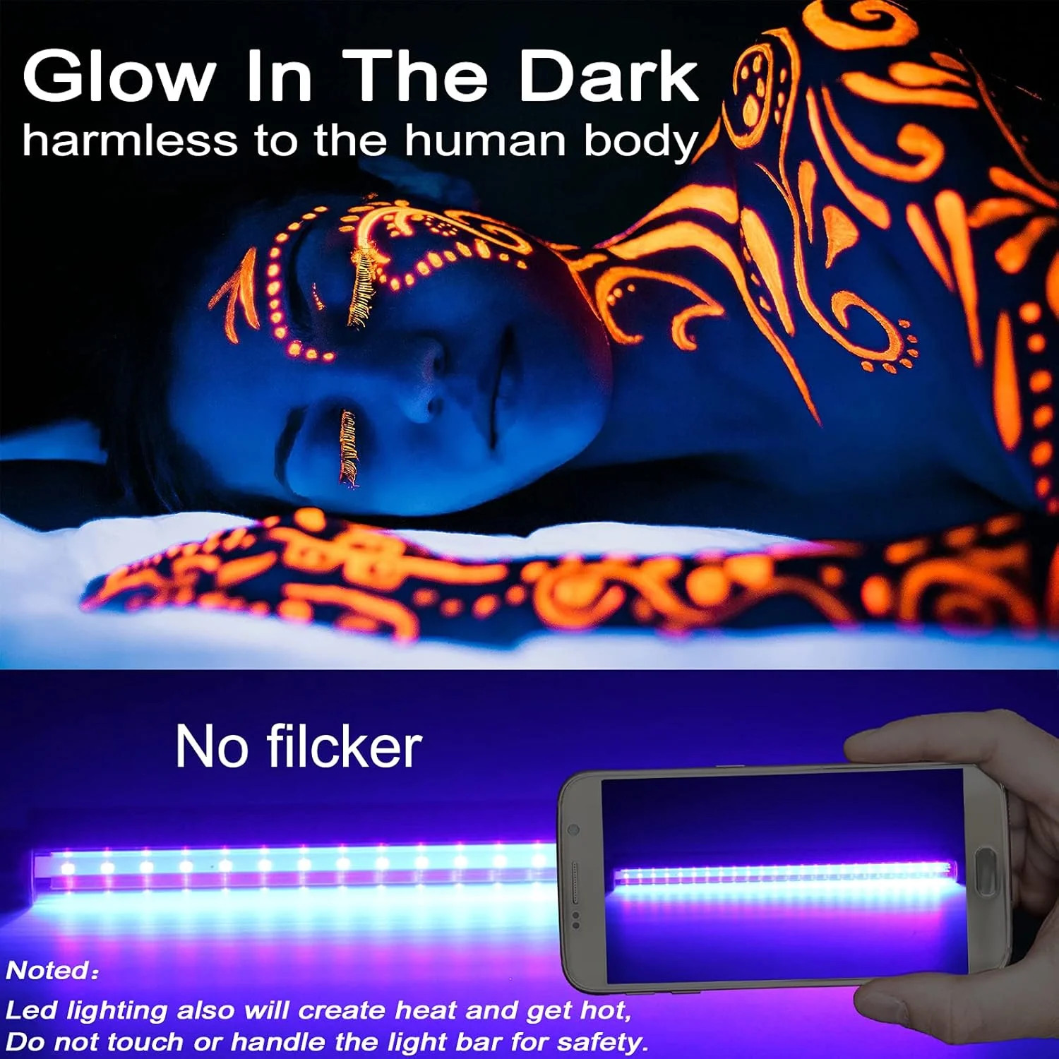 Black Light Bar, 10W 1Ft Black Light for Cabinet, USB UV Black Light Fixture