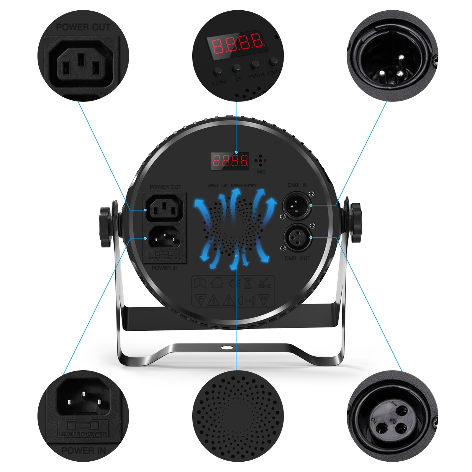 7LED Par Can Light DMX RGBW 4 IN 1 Stage Wash Lighting Effect DJ Lights W/Remote