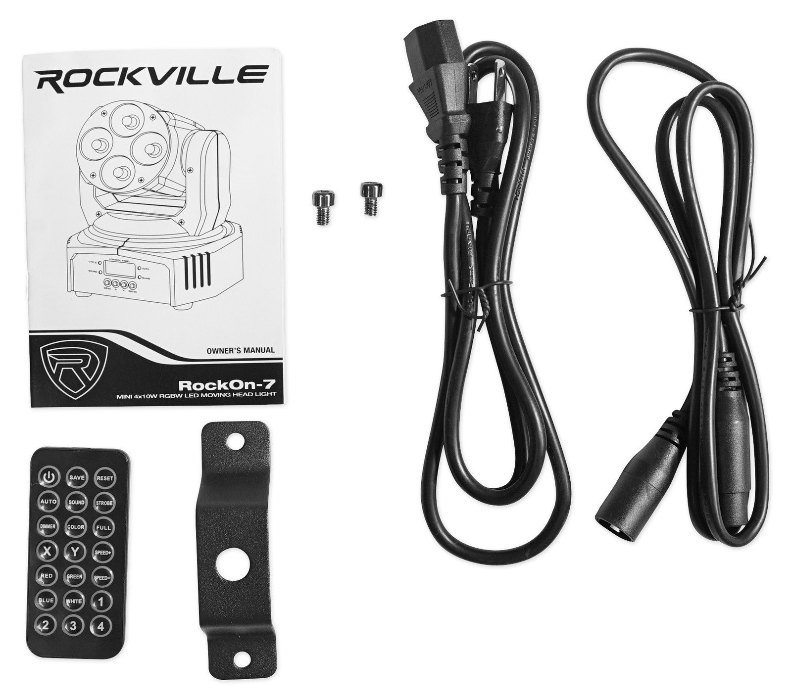 Rockville RockOn-7 40w RGBW Moving Head DMX Spot Beam Stage Club Light+Remote
