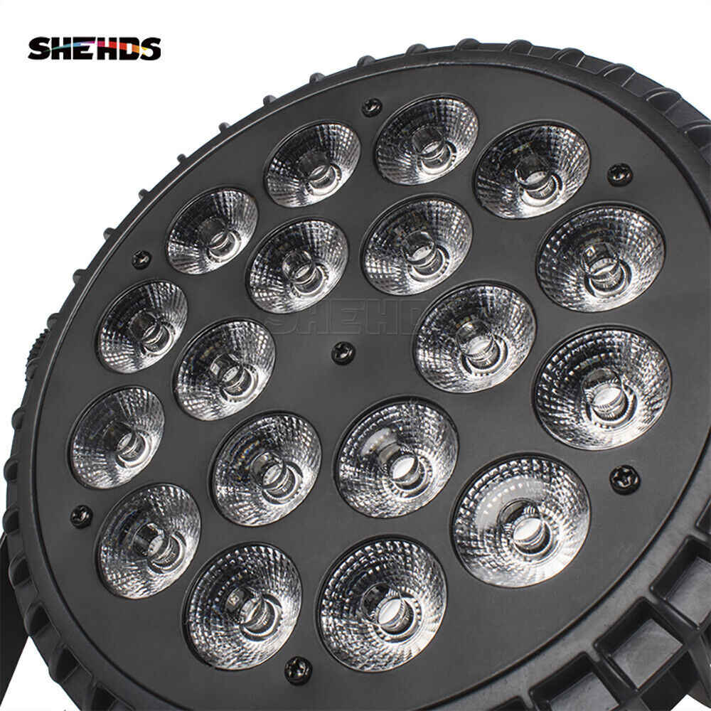 4PCS SHEHDS Aluminum Alloy LED Par Flat 18X18W RGBWAUV Par Stage Lights DJ Disco