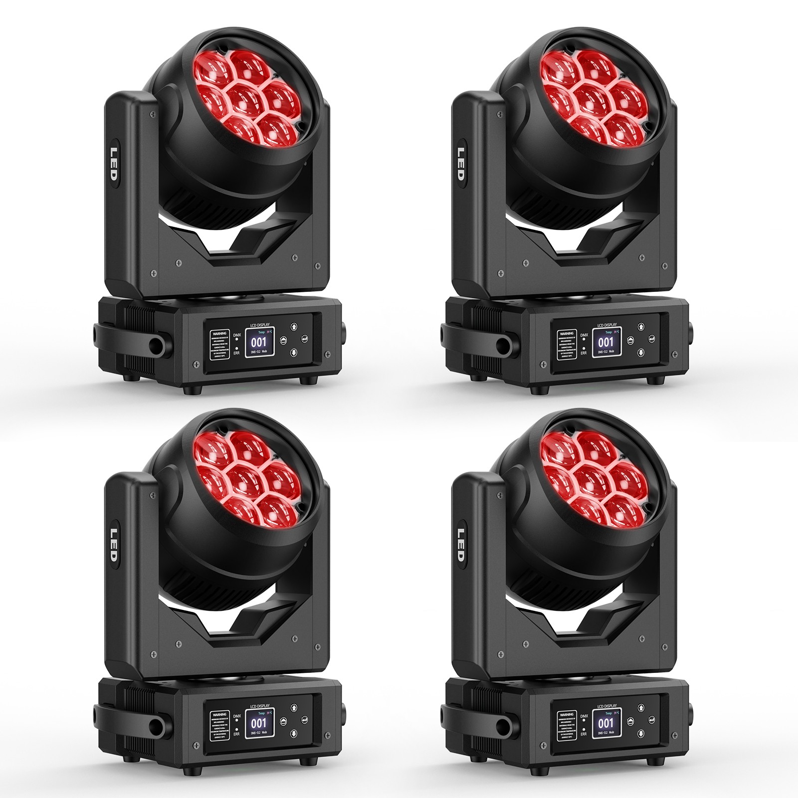 Bee Eye 200W 7LED RGBW Zoom Moving Head Stage Light Beam Wash Event Disco Party