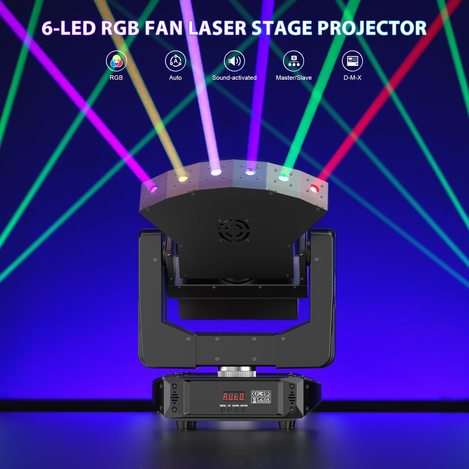 6-Eyes RGB XYZ DJ Laser Light Moving Heads DMX DJ Disco Party Stage Lighting
