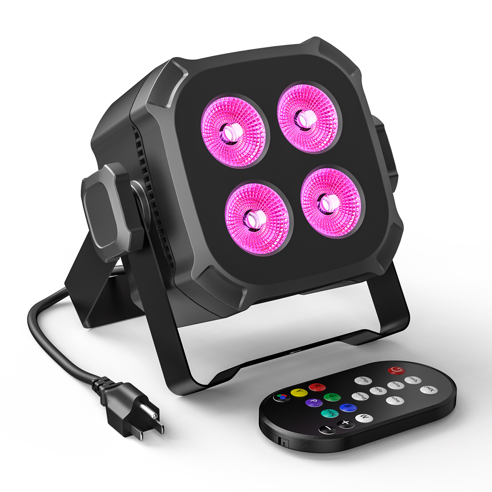 80W RGBW Stage Lighting 4 LEDs Par Light DMX512 DJ Party with Remote Controller