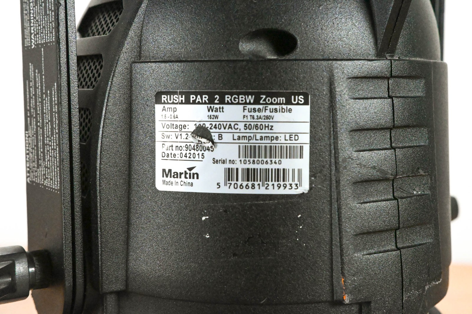 Martin Lighting RUSH PAR 2 RGBW Zoom US LED Par Can CG014GL