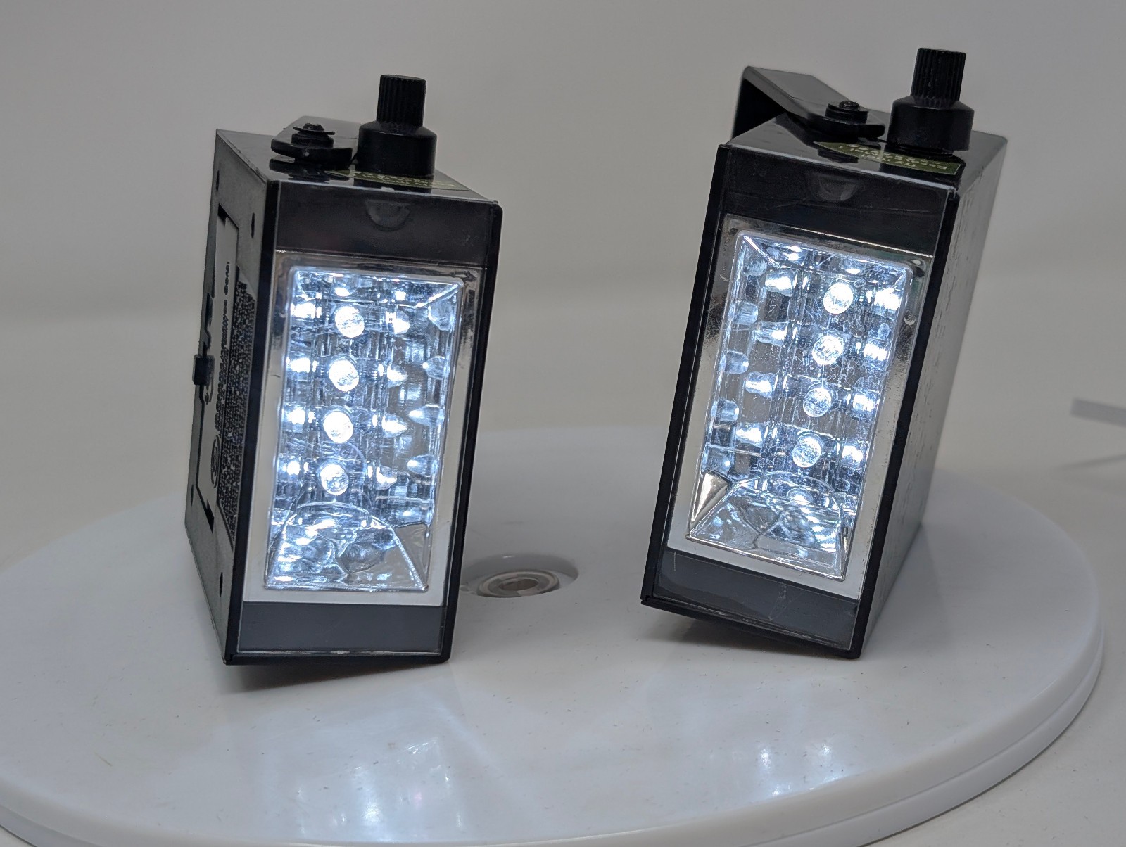 2x Gemmy Small Black Square Strobe Lights Battery Operated Halloween Flashing