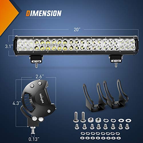 – ZH002 20Inch 126W Spot Flood Combo Off White – 1 Bar + 2 Pods + Wiring Kit