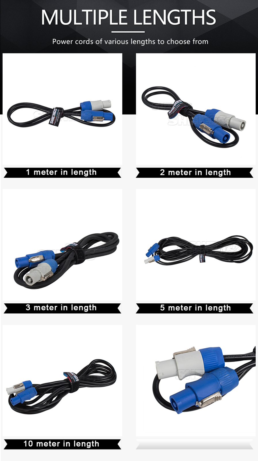 SHEHDS 1M Hand in hand Power Cord Plug Cables For Stage Lighting Equipment
