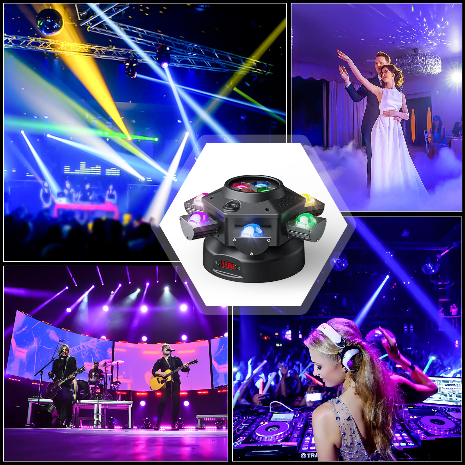 150W Moving Head Light DMX RGBW 10 LED Strobe Stage Laser Beam Effect Lighting