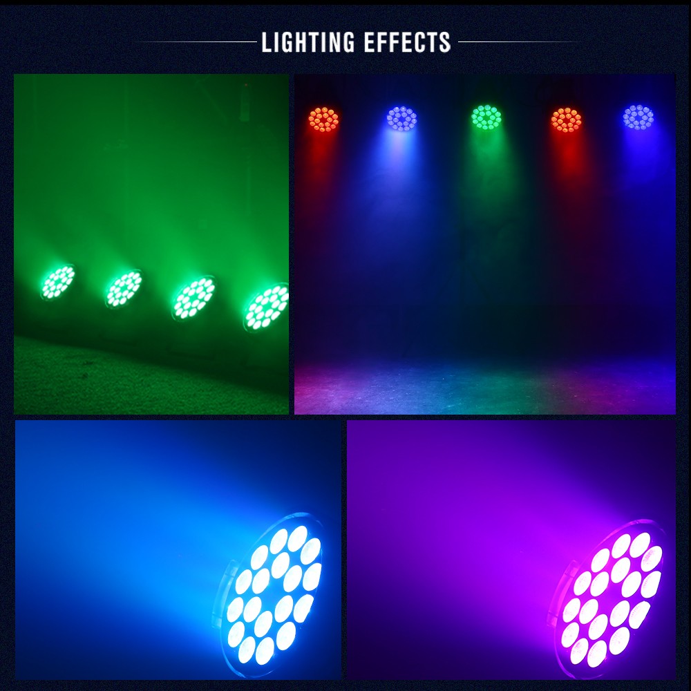 6PCS 18x18W LED RGBWA+UV Par Light Zoom Wash Waterproof Uplight for Party Bar