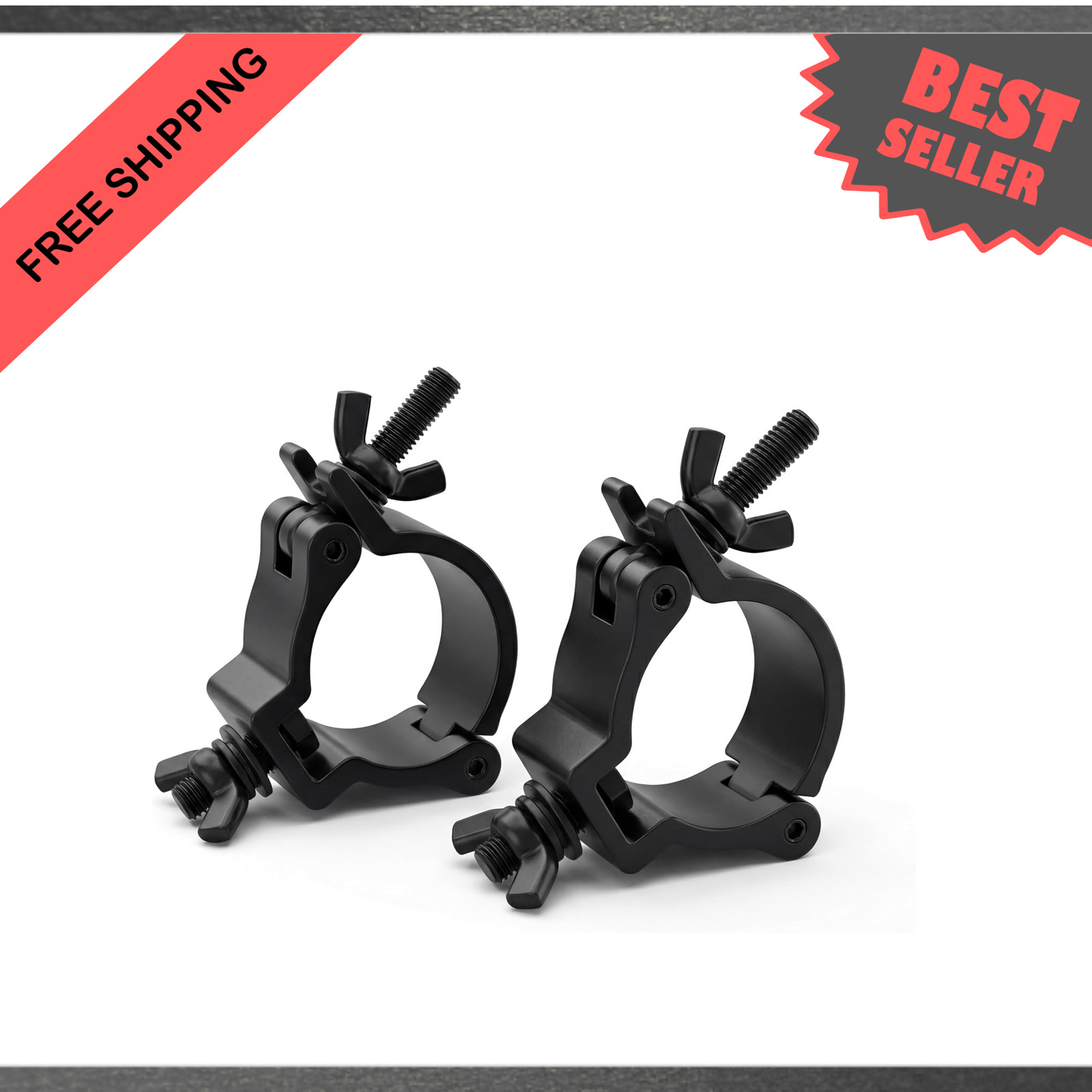 Dual Swivel Truss Lighting Clamp 1.88-2 Inch Black 220 Pounds Heavy Duty Alloy