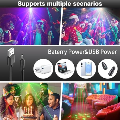 DJ Laser Party Lights, RGB LED Disco Light, Sound Corded Electric*1 Black