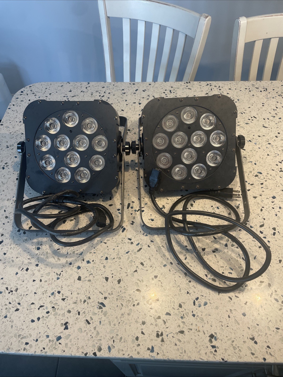 Two American DJ Flat Par QA12X LED Stage Lights w/ Power Cable Incl