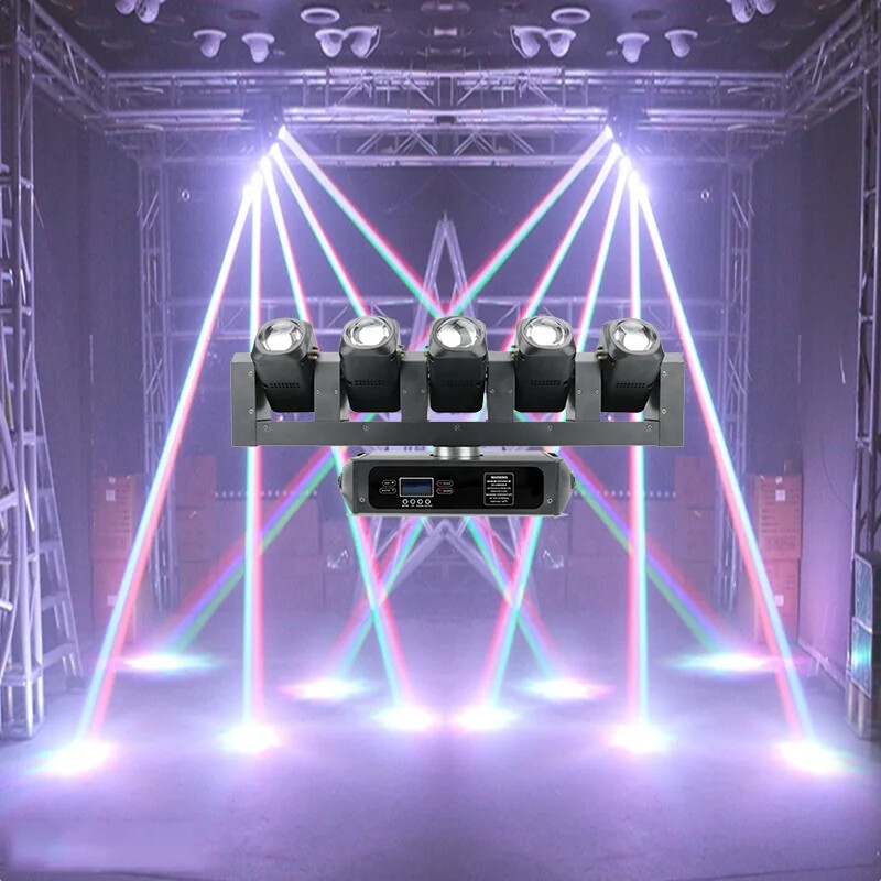 5 Heads Led Moving Lights Beam Strobe Disco DJ Club Stage Lighting 2 IN 1 5*40W