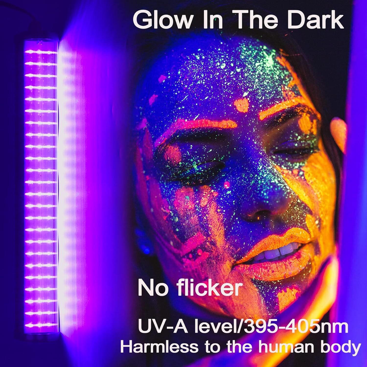 UV Black Light Bar Fixtures Ultraviolet Lamp Strip US Plug DJ Party Club 48LED