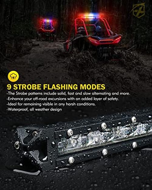 1.0″ Ultra-Thin LED Chase Strobe Light Bar, 30″ Offroad Safety Flashing RYWBR