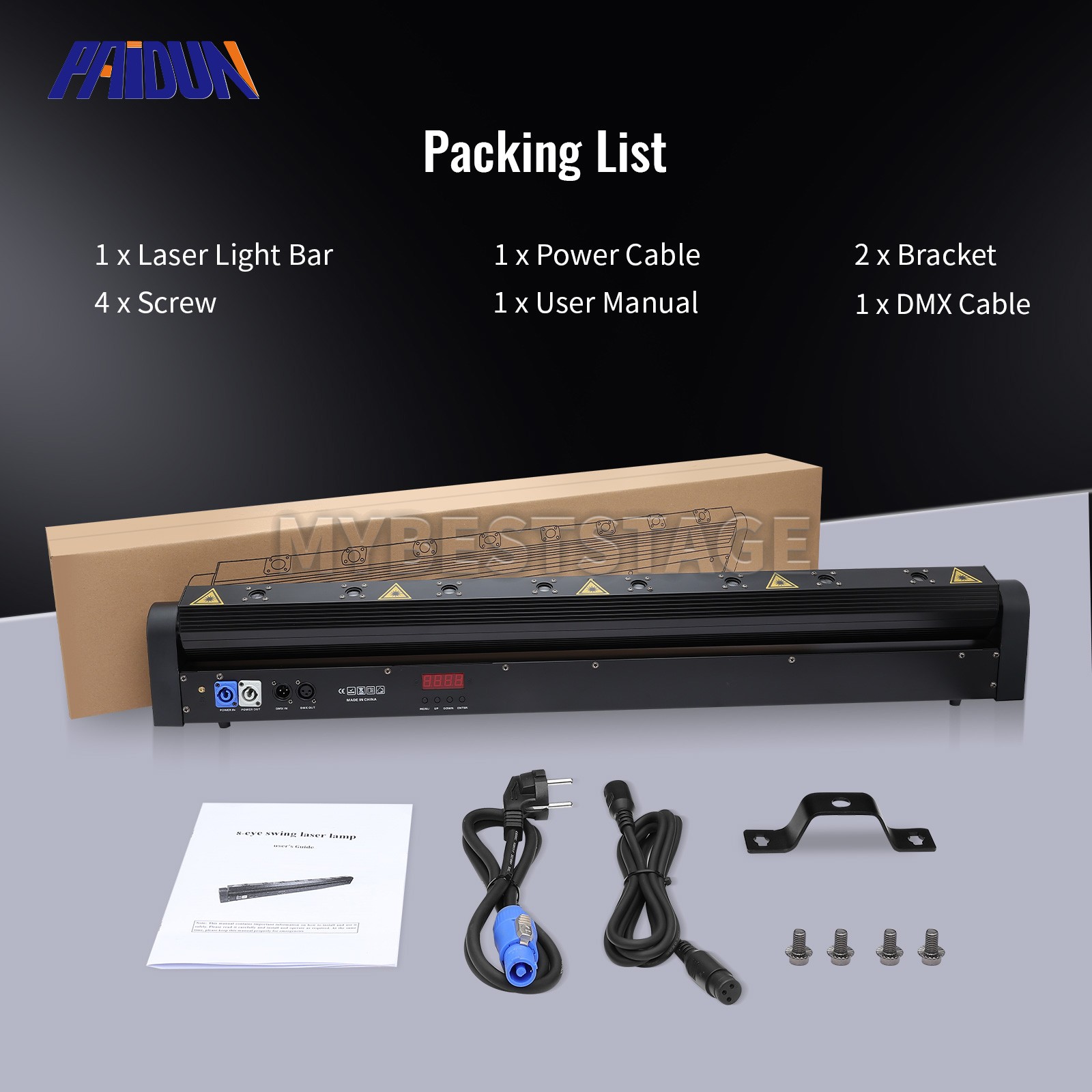 PAIDUN 8 Eyes Moving Head Red Laser Light Bar DMX Music Control DJ Wedding Event