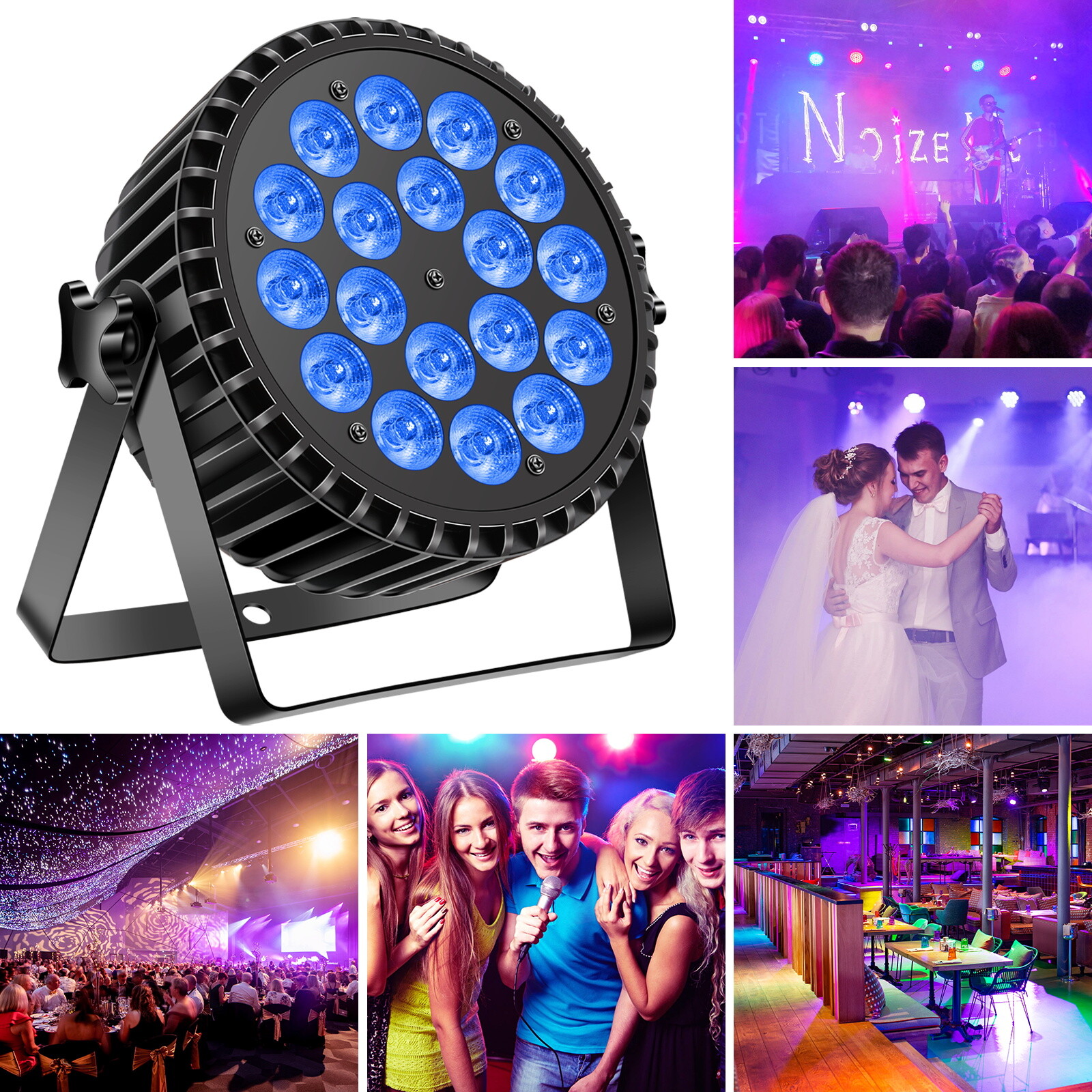 270W 18LED Stage Par Light RGBWA UV Wash Lighting DMX DJ Disco Party Show Light