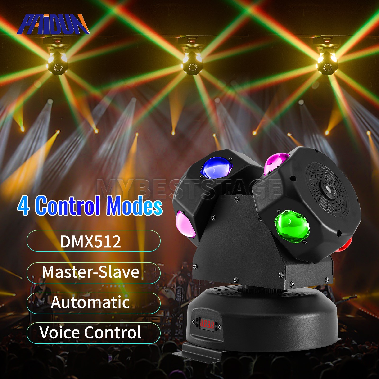 PAIDUN 120W Double Heads Moving Head Light Rotation Beam Disco Bar KTV DJ Party