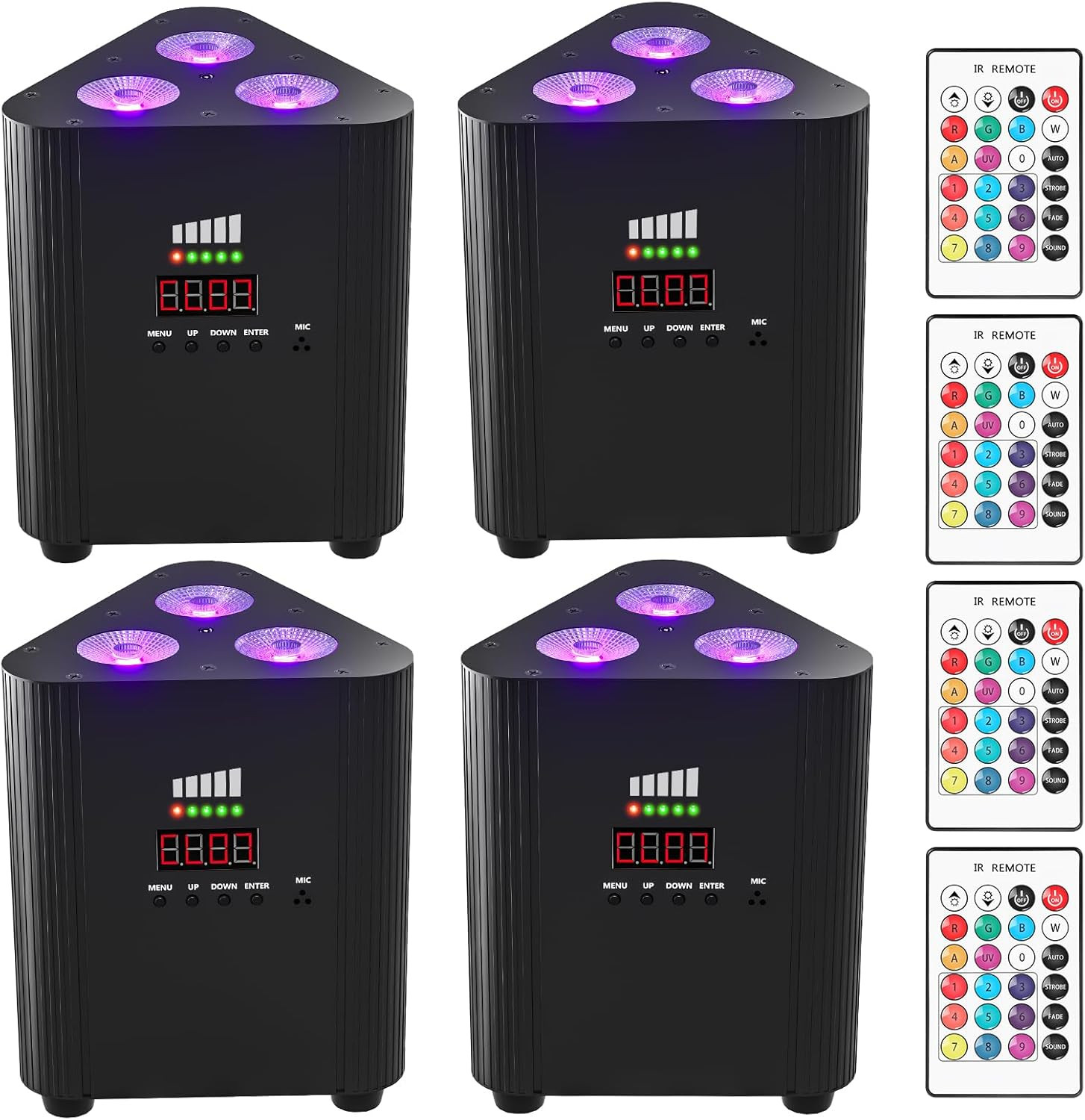 Rechargeable RGBW 4 in 1 Stage Lights, 3X6W Battery Powered LED Par Lights Uplig