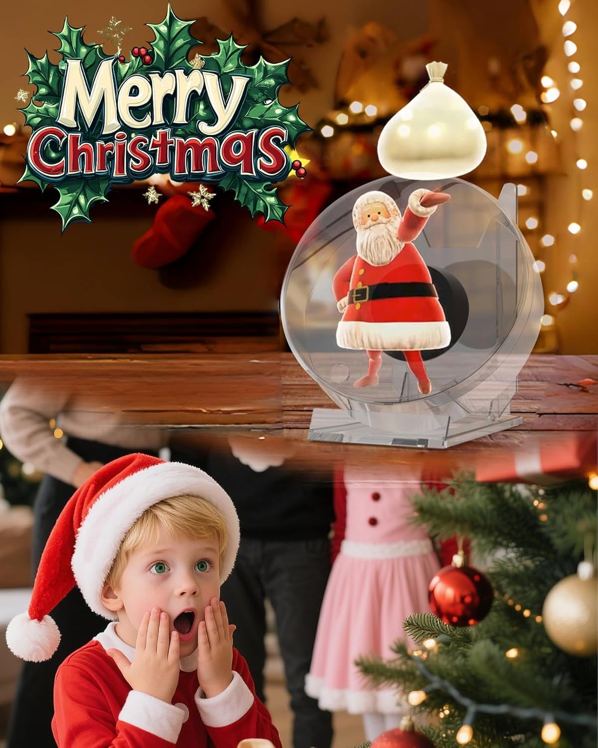 3D Hologram Fan, 4.7” 3D Holographic Display with Clear Cover Spinner, Perfe…