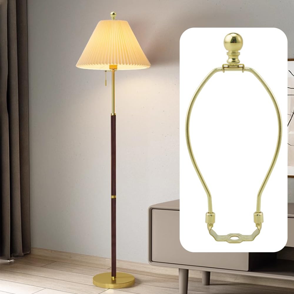 2 PCS Gold 10 Inch Lamp Shade Harp Holder Finial Detachable Bracket Adapter