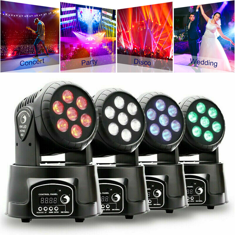 4PCS 105W LED Moving Head Light RGBW Beam Stage Spot Lighting DJ Halloween DMX