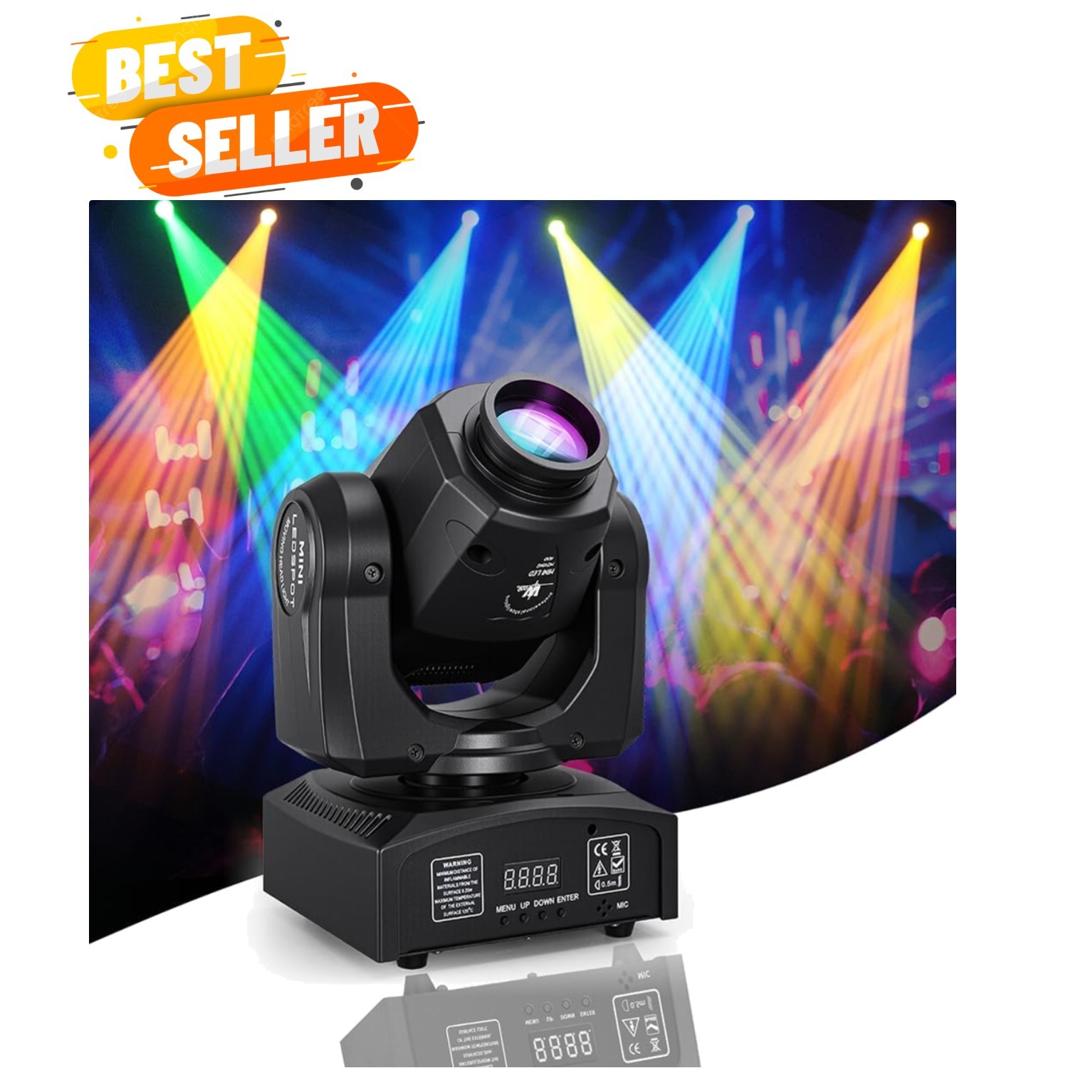 60W LED Moving Head Stage Lights with Control – 8 Gobos & 8 Colors, Sound Act…