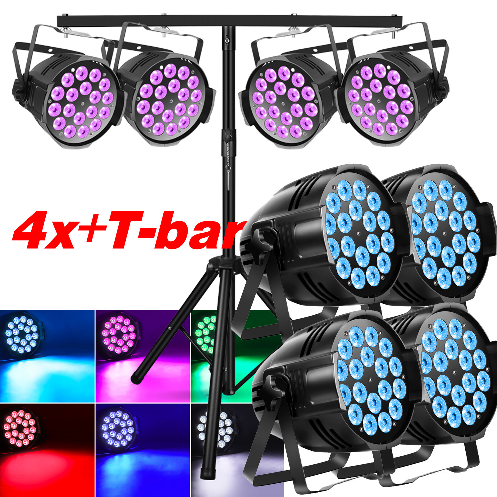 270W PAR Lights RGBW Stage Light 18LED DMX DJ Disco Party Club Show Light &T-bar
