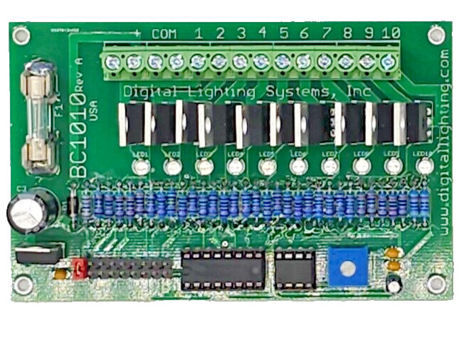 BC1010 LED lights chaser flasher, 2 to 10 Circuit, 8 A. 8 to 24 VDC (12V/24 V)