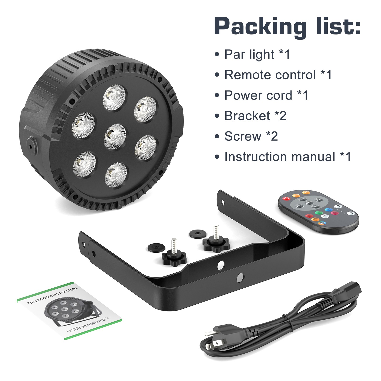 7X15W LED Par Light DMX RGBW 4 IN 1 Strobe Stage Lights Party Lighting W/Remote
