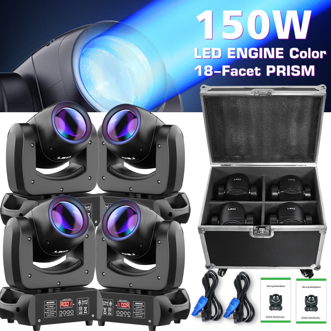 LED 150W RGBW Wash 18Prism Moving Head Light Button Version For Dj Disco KTV