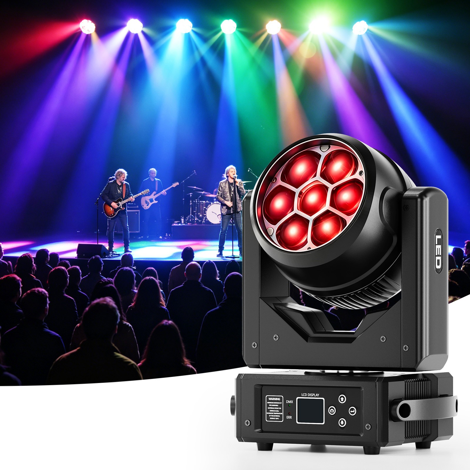 4PCS 200W LED Bee Eye Zoom RGBW Moving Head Light Wash DMX512 Party Bar Disco