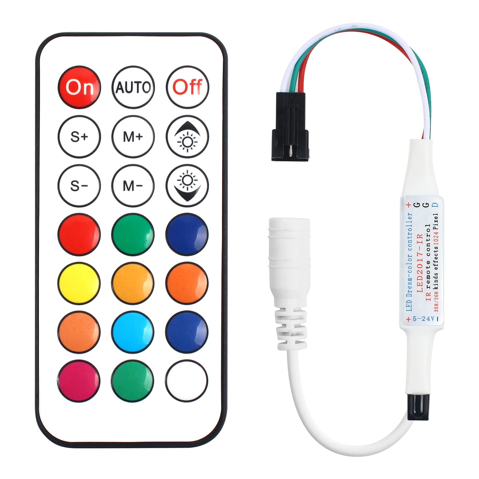 WS2811 WS2812B Controller,Mini 21-Key IR Remote Control for RGB LED Strip Lig…