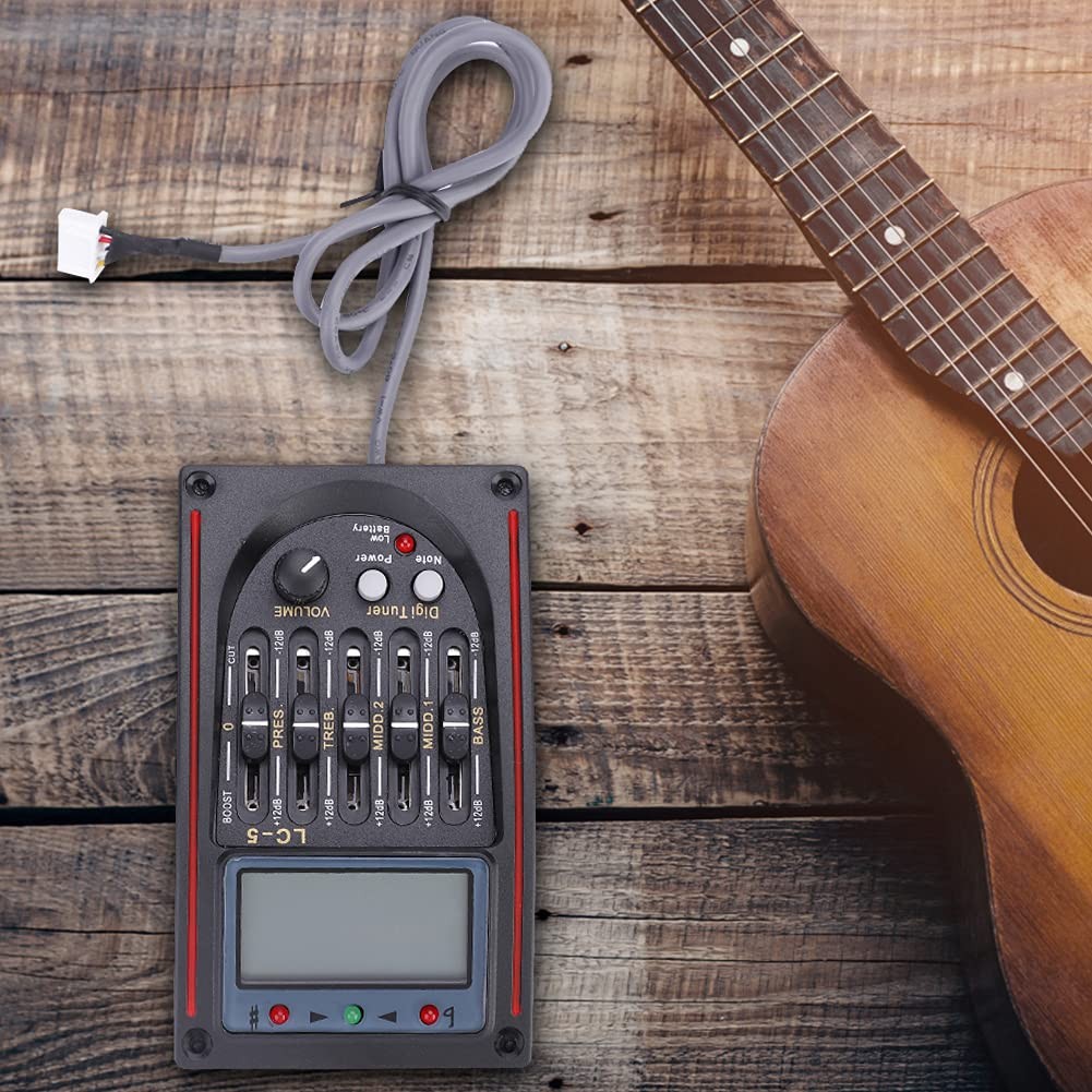 Pickup Guitar Preamp, LCD 5-Band Acoustic Guitar Preamp EQ LC-5 Equalizer Pie…