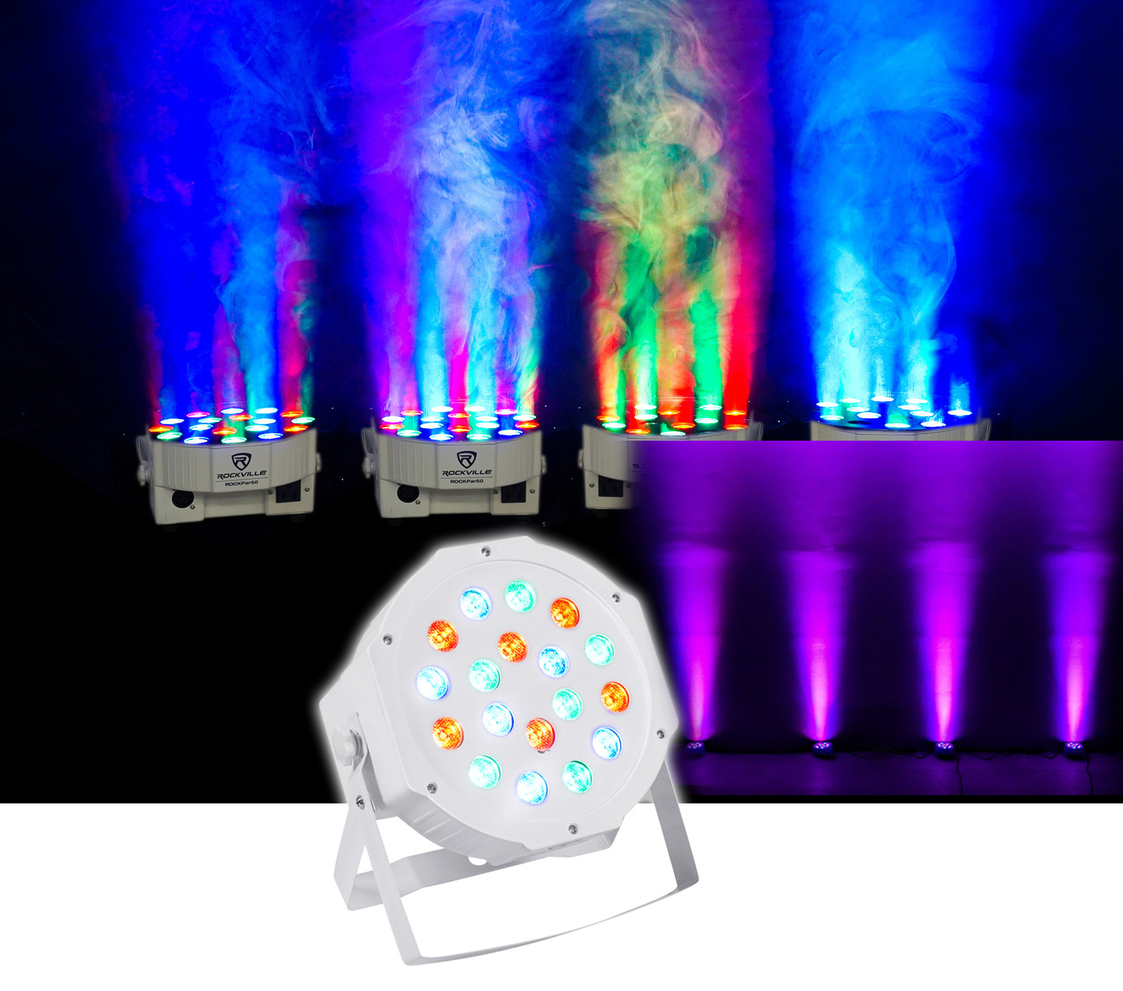 Rockville RockPAR50 WHT Church Stage Performance Wash Light Lighting Fixture