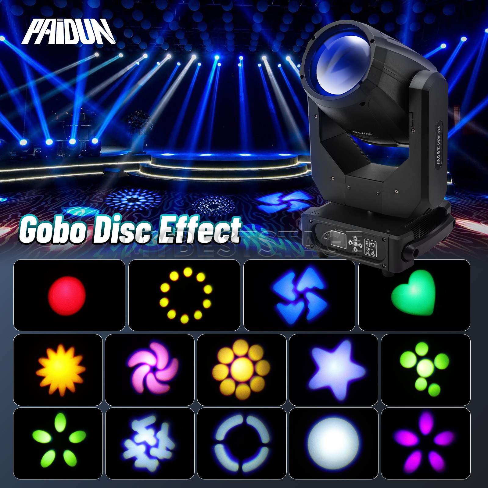 PAIDUN LED 10R 260W Beam Moving Head Light Strobe Disco Club Show Stage Lighting