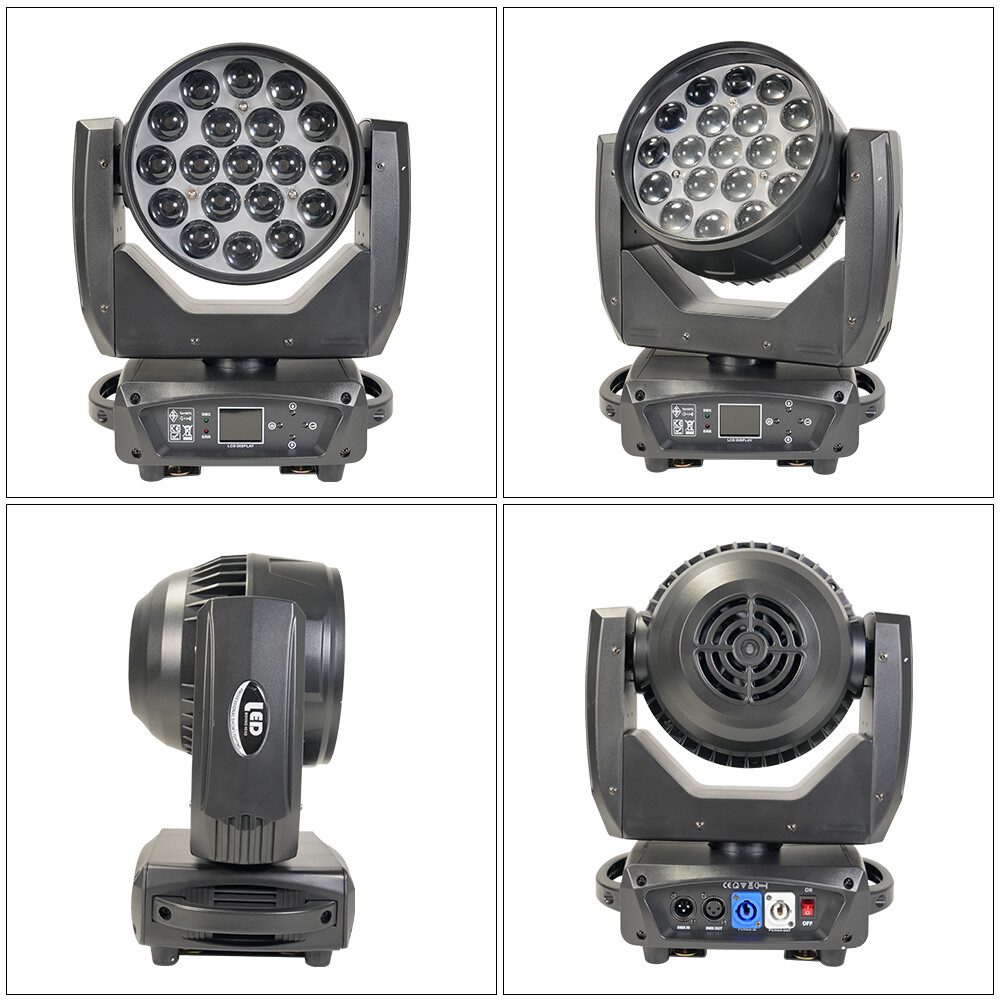 2PCS 19X15W Zoom Wash Beam Light with Flight Case RGBW Moving Head Stage Light