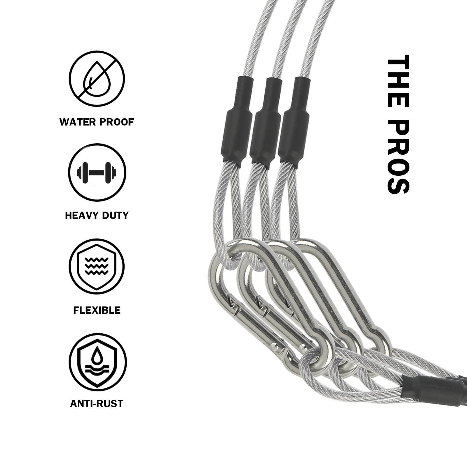 40 Pack Stage Light Safety Cables 1/8″, Stainless Steel Security Cable Ropes …