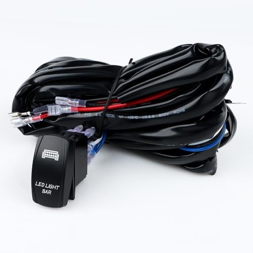 Generic Single-Output LED Light Bar Wiring Harness Kit, 12V 180W, with ON-Off