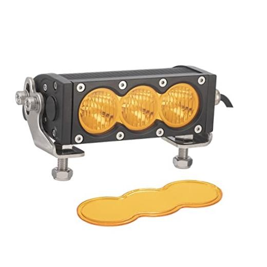 Lightronic Off-Road 6″ Single Row LED Light Bar, Amber Long 6″ Amber Flood Beam